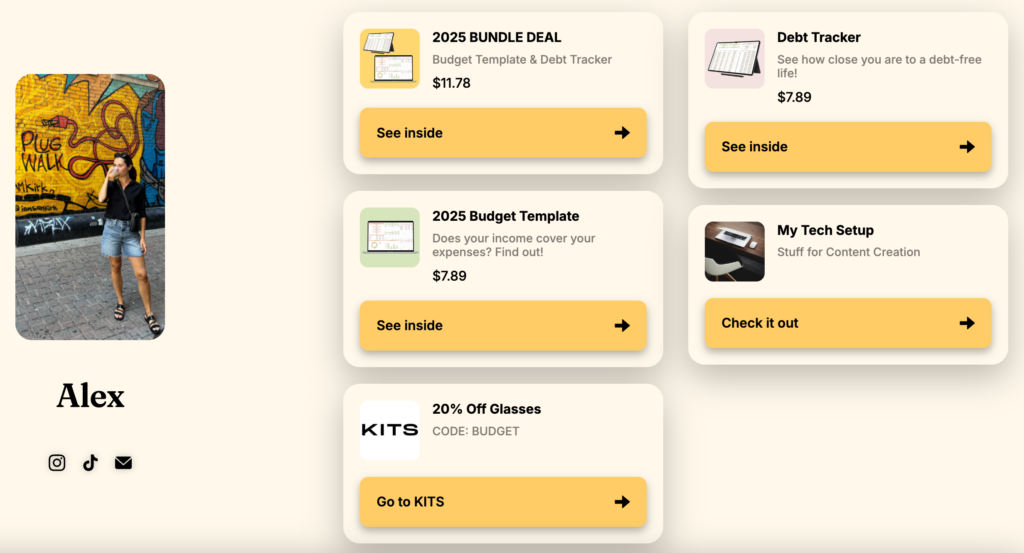 Alexonabudget stan store page