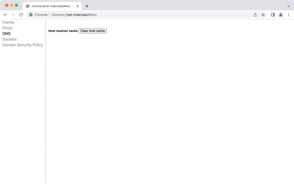 Google Chrome host revolver cache, clear cache host