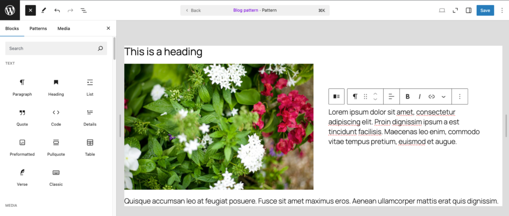 Editing an existing pattern in Gutenberg