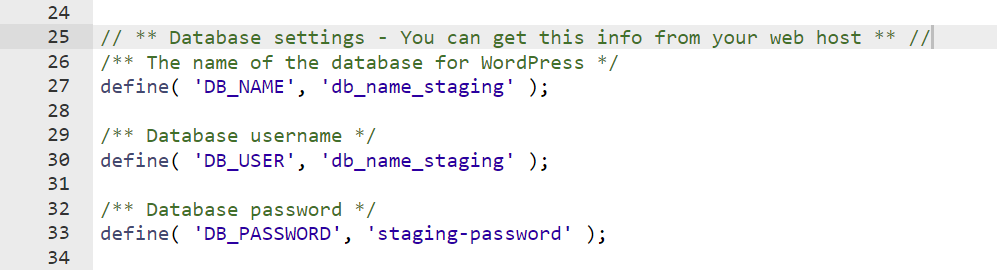 WordPress database details in wp-config.php