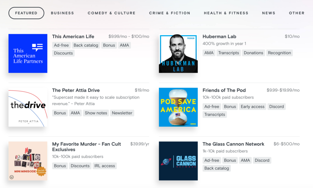 Supercast homepage
