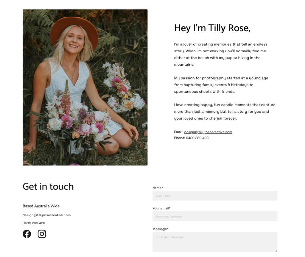 Tilly Rose About page
