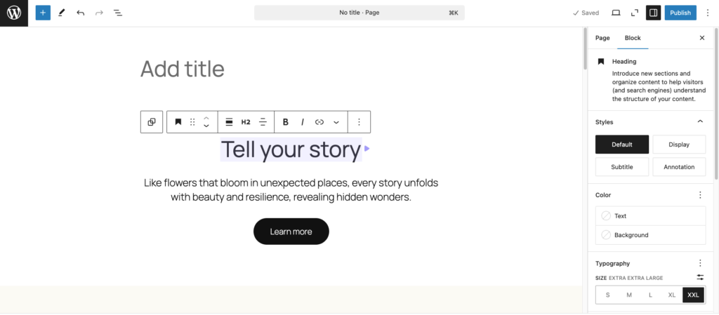 WordPress Gutenberg interface