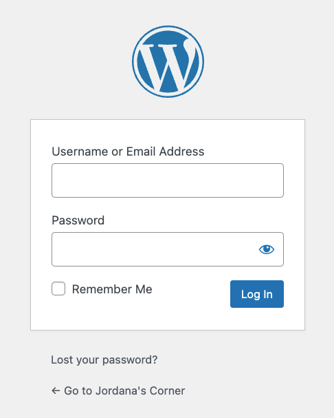WordPress login page